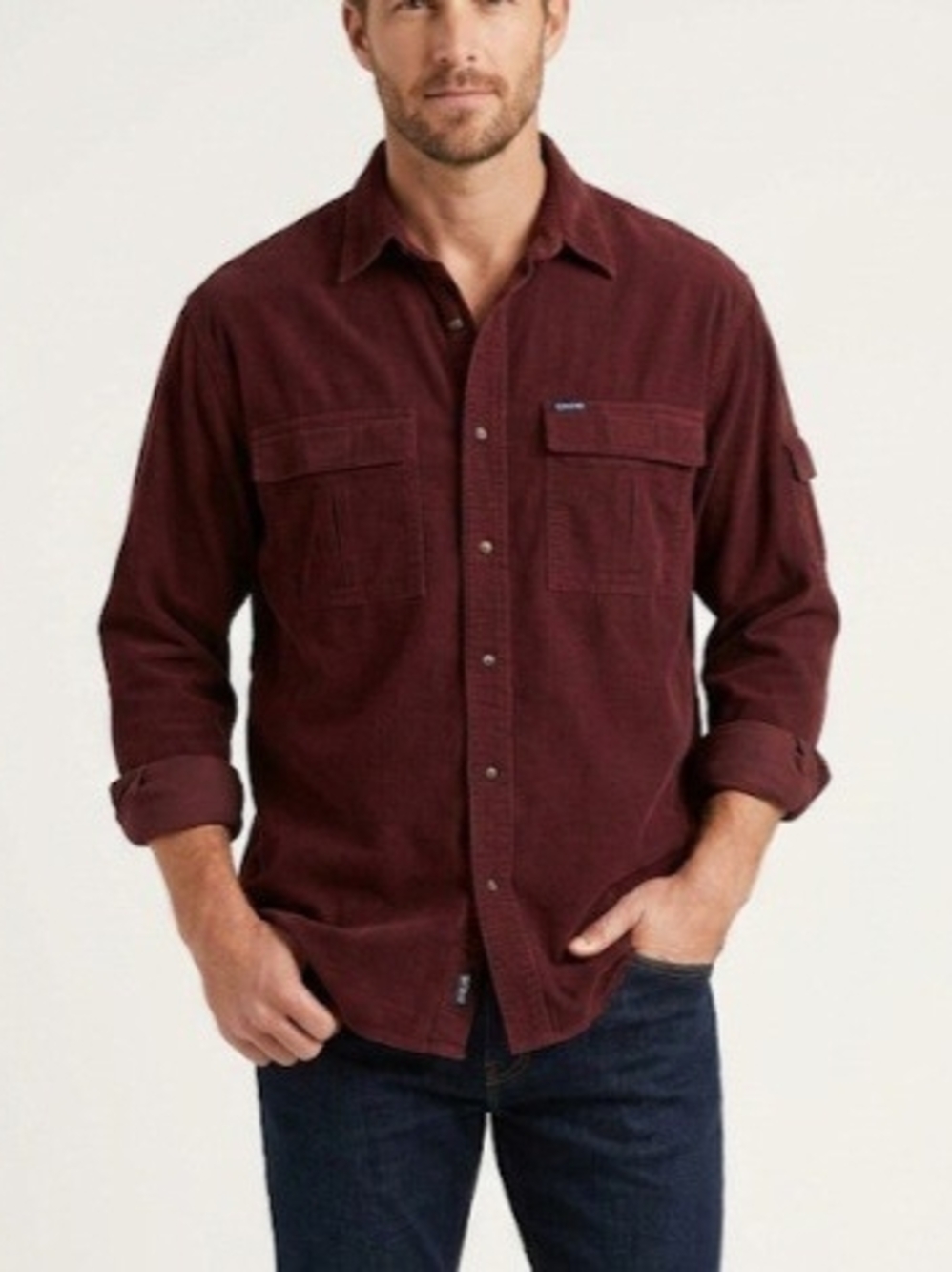 Vintage 90s Chaps Ralph Lauren Corduroy Shirt Maroon Red - Size XL